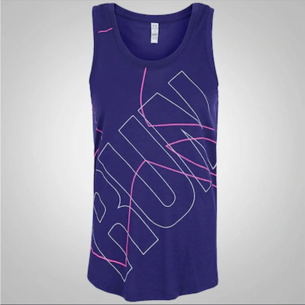 Under‎ Armour Women's Purple Graphic UA Oversized Run Graphic Tank SZ Medium